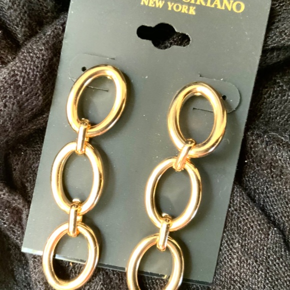 CHRISTIAN SIRIANO EARRINGS NWT⭐️ STUNNING GOLD TONE LINK CHAIN PIERCED DANGLE - Picture 6 of 14